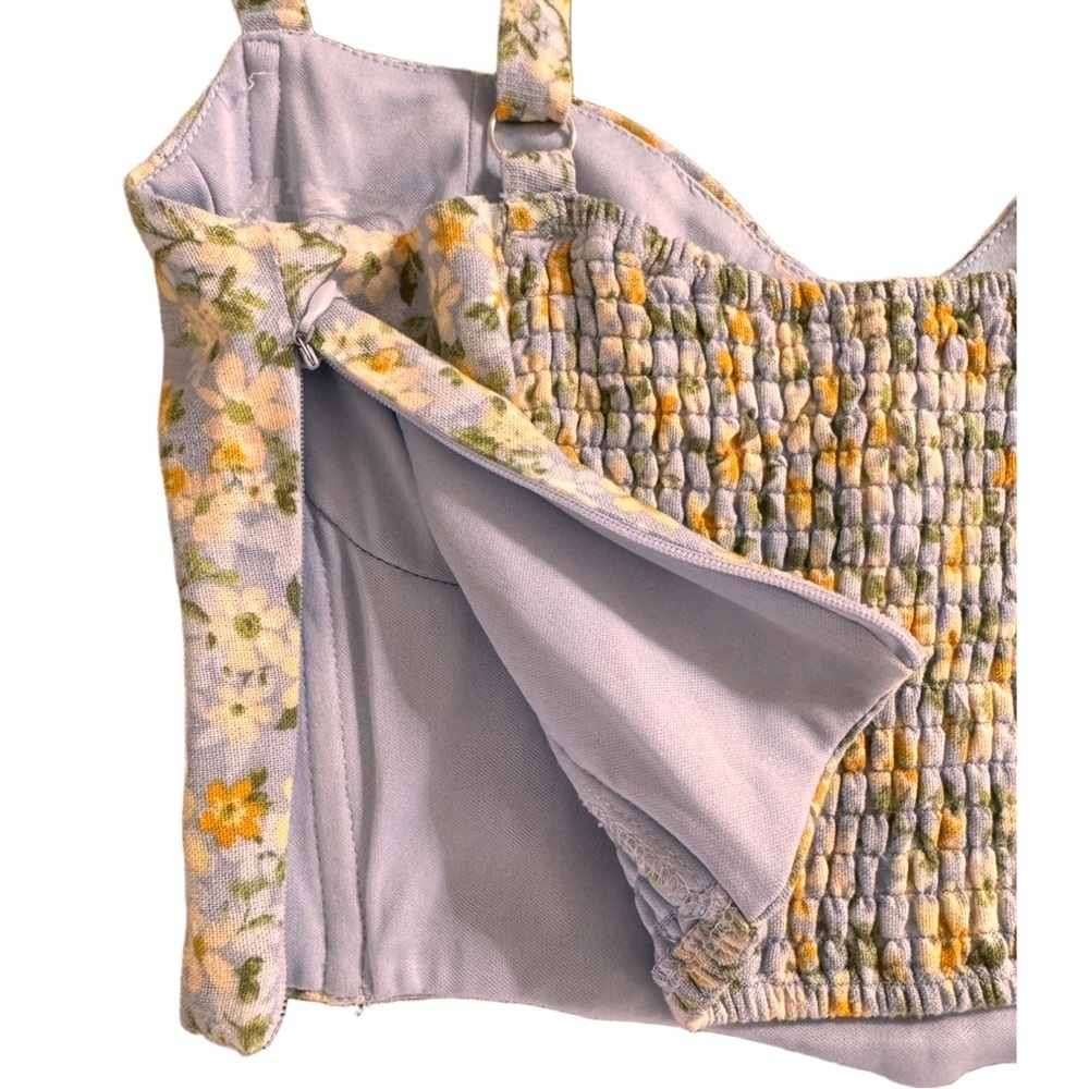 NWT Altar’d State Floral Crop Top in Blue, Yellow, and Orange - Picture 3 of 6